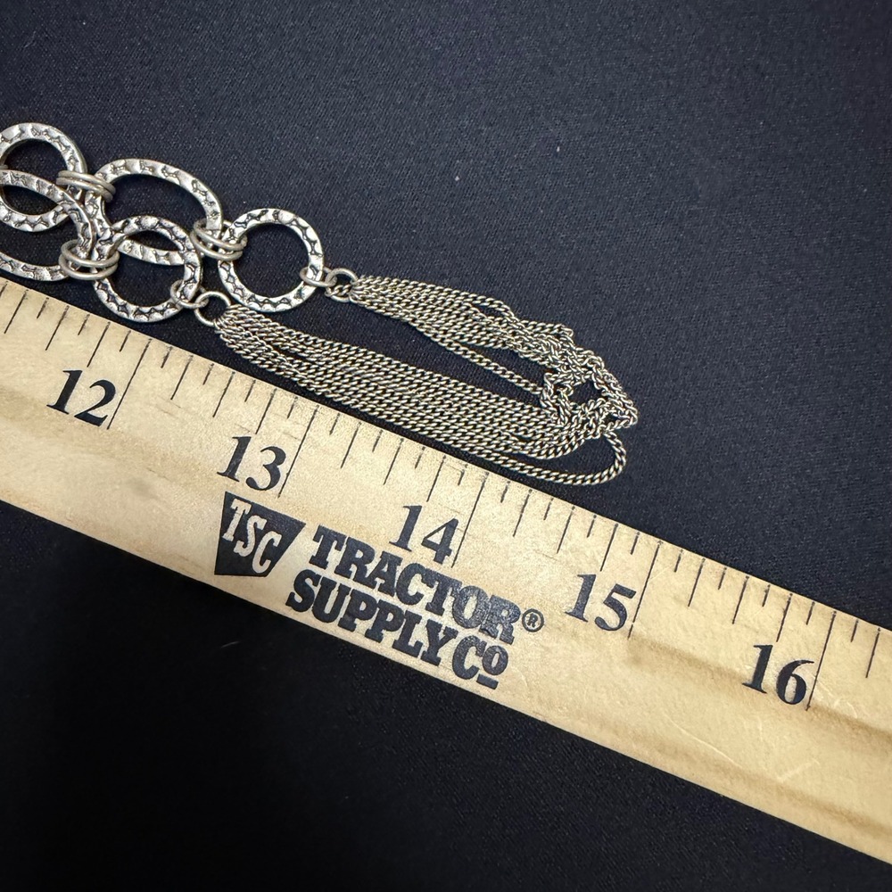 Multi-Strand Chain Necklace Women OS Silver Textured Link Layered - Picture 5 of 11